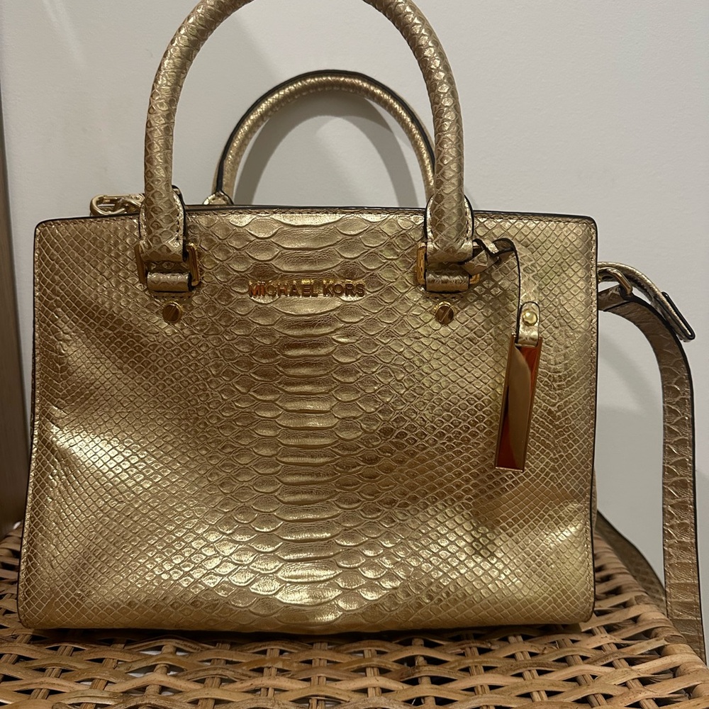 Michael Kors Limited Edition Gold Snakeskin Satchel